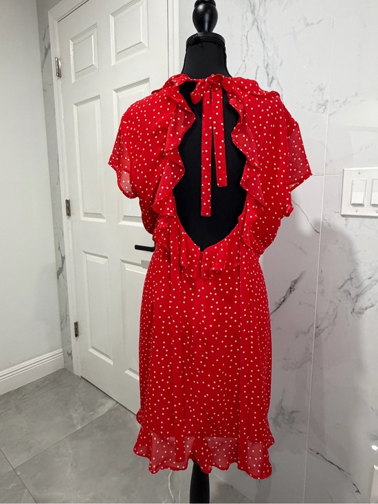 Bardot Dresses & Skirts - Red Polka Dot Ruffle Wrap Dress